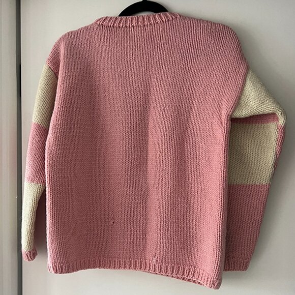 VINTAGE Carol Reed, 100% wool SHETLAND ski sweater , mauve, gray & ivory - Sz S - Picture 8 of 11